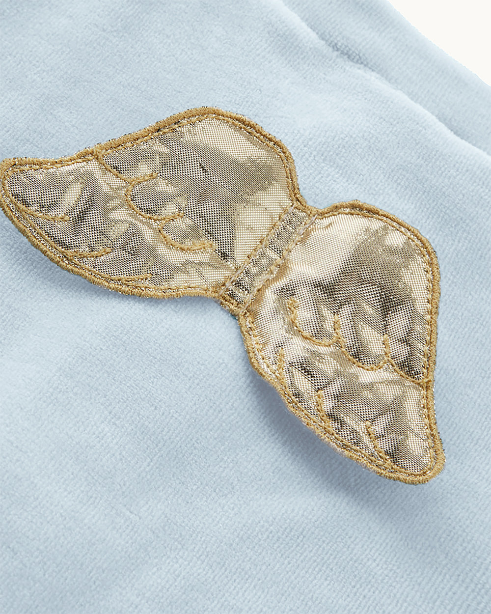 Velour Angel Wing Sleepsuit in Gold & Blue