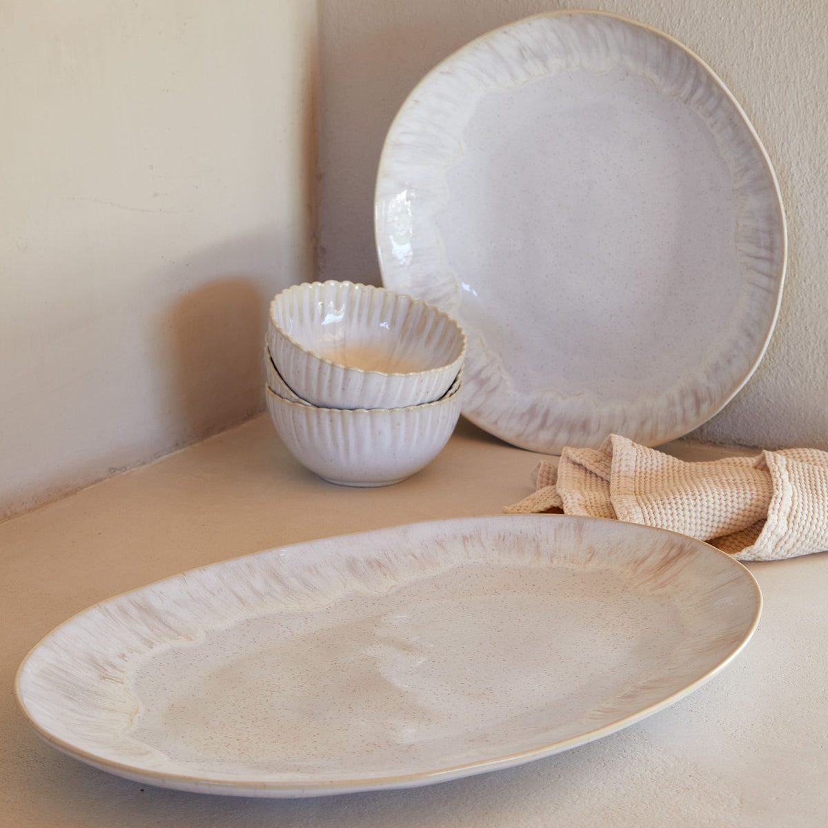 Eivissa Collection Pasta/Serving Bowl in Sand Beige