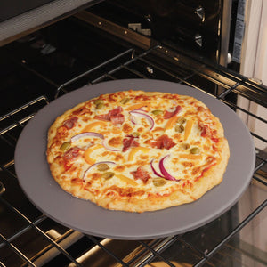 Glazed Cordierite Round Pizza Stone 14" in Grey