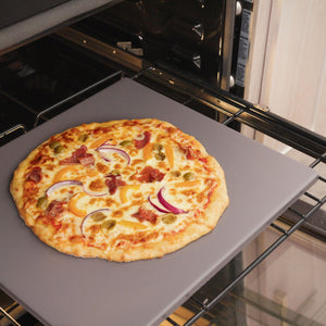 Glazed Cordierite Rectangle Pizza Stone in Grey