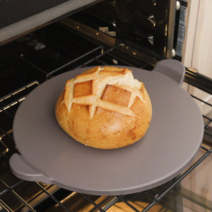 Glazed Cordierite Pizza Stone With Handles 15" in Grey