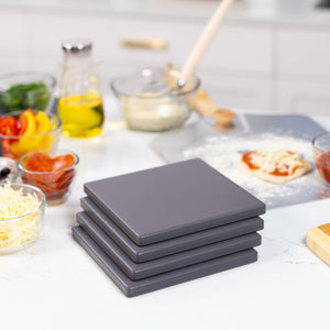 Glazed Cordierite Square Pizza Stone, Set of 4