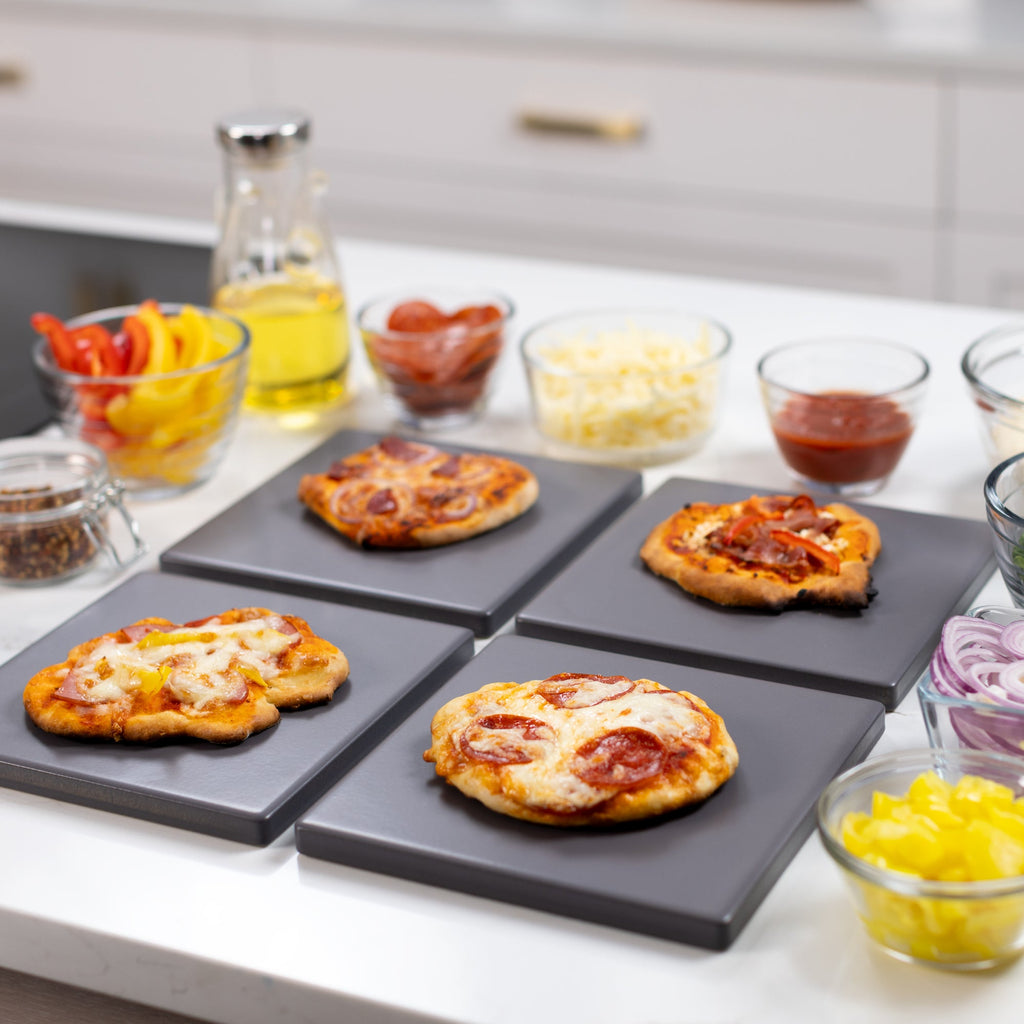 Glazed Cordierite Square Pizza Stone, Set of 4