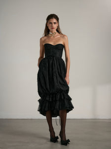 The Granada Dress in Black Fuzzy Lace