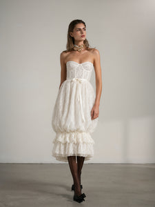 The Granada Dress in Eggshell Fuzzy Lace