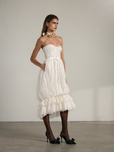 The Granada Dress in Eggshell Fuzzy Lace