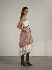 The Granada Dress in Red Floral Stripe