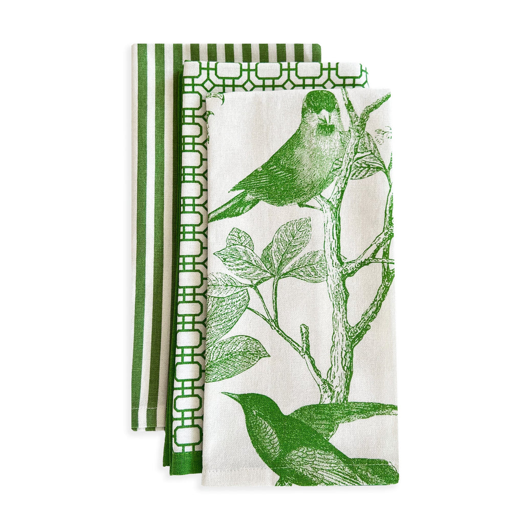 Pinstripe Dinner Napkins in Green, Set of 4