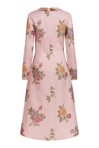 Gretel Cross Stitch Linen Midi Dress