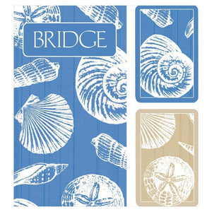Shells Large Type Bridge Gift Set, 2 Playing Card Decks & 2 Score Pads