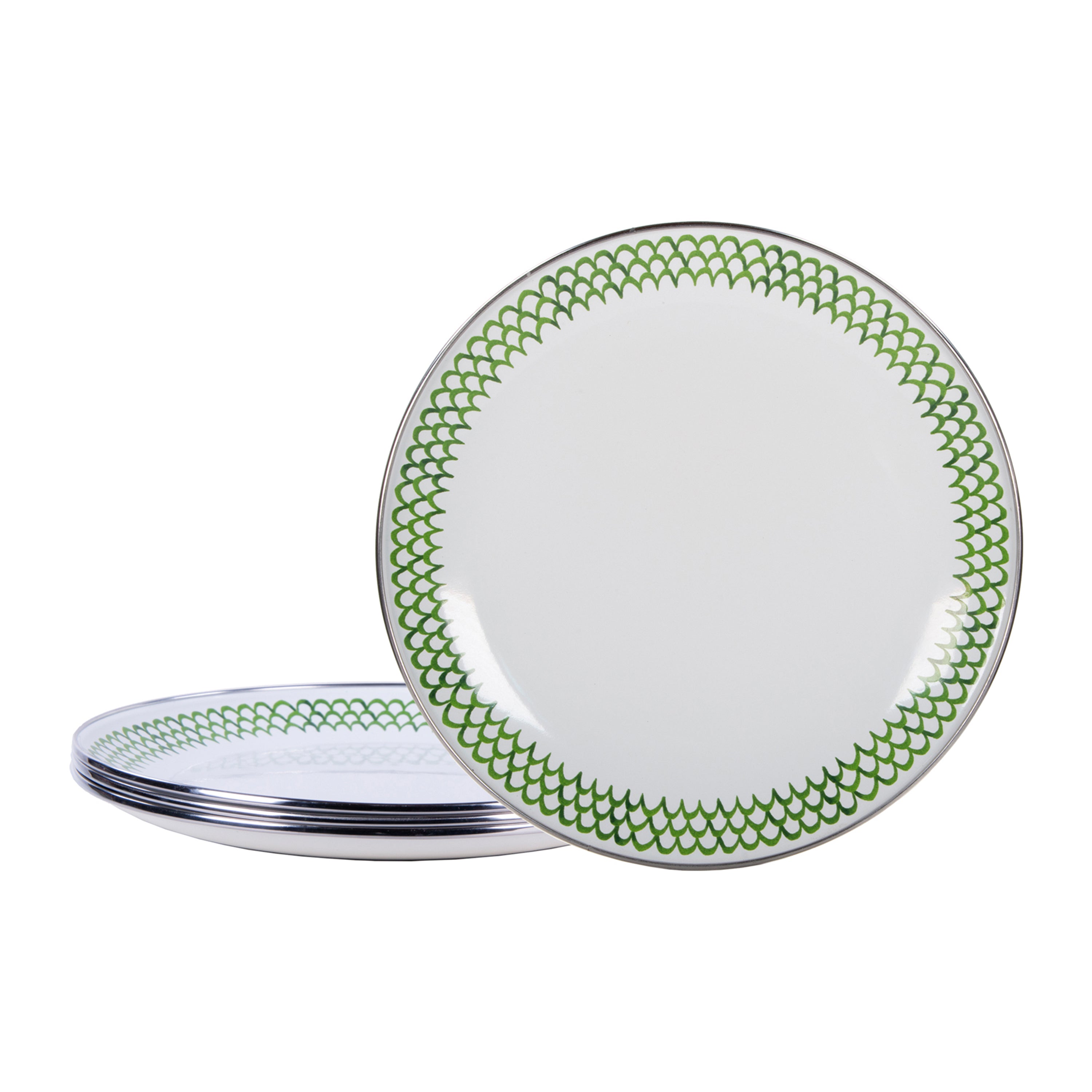 Sandwich Plates in Green Scallop, Set of 4