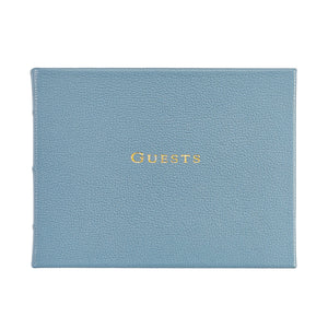 Guest Book in Slate Blue Pebble Grain Leather