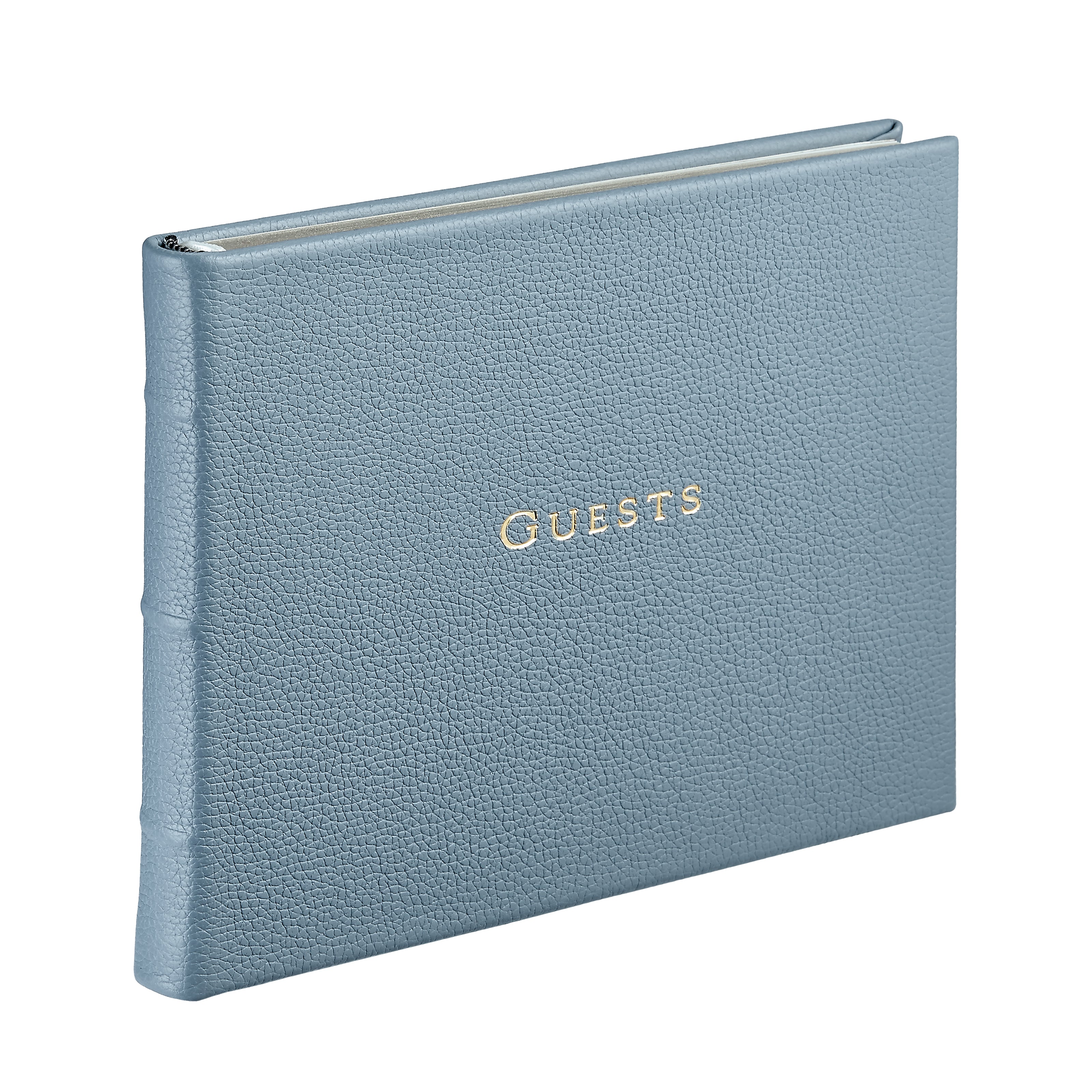 Guest Book in Slate Blue Pebble Grain Leather