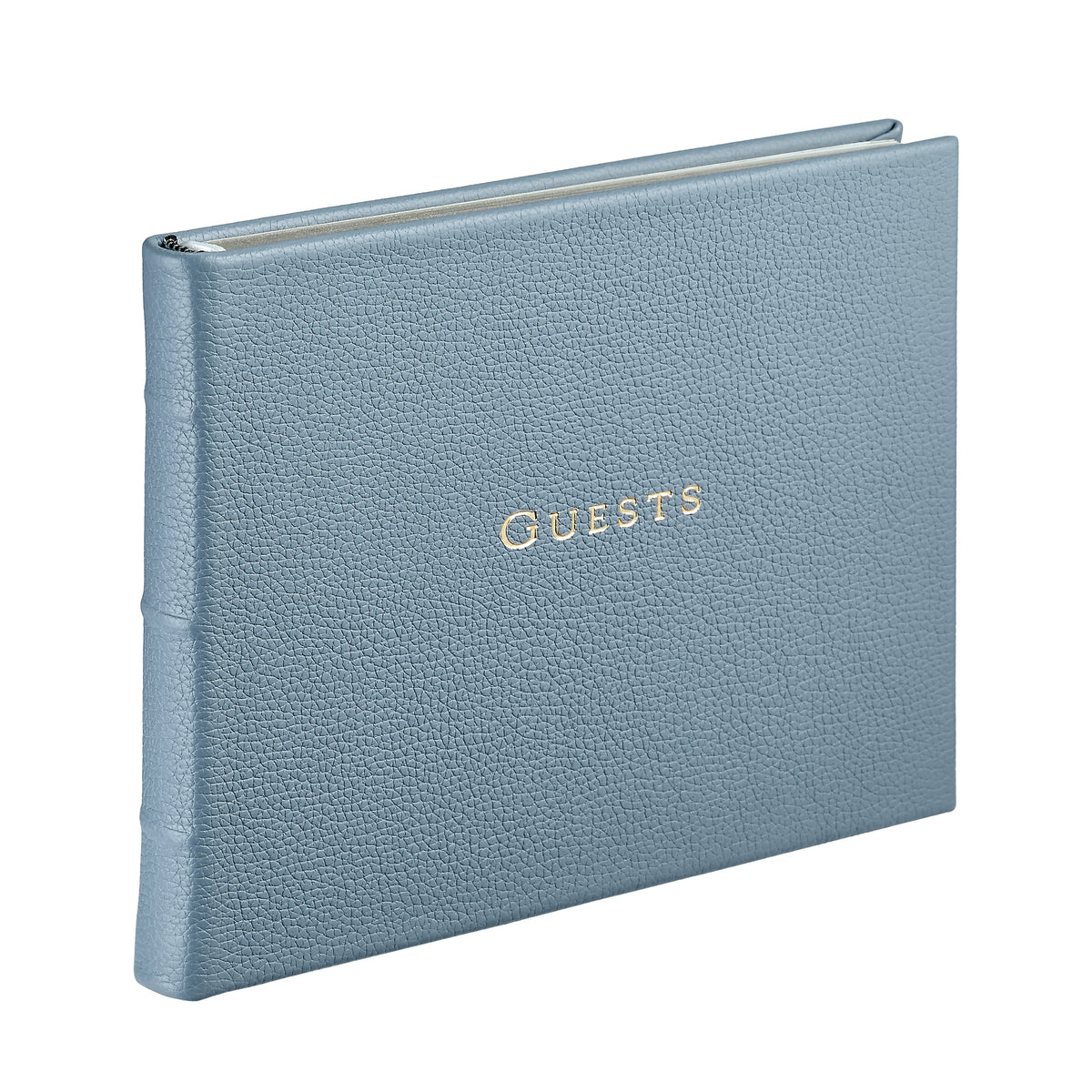 Guest Book in Slate Blue Pebble Grain Leather