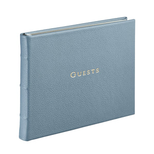 Guest Book in Slate Blue Pebble Grain Leather