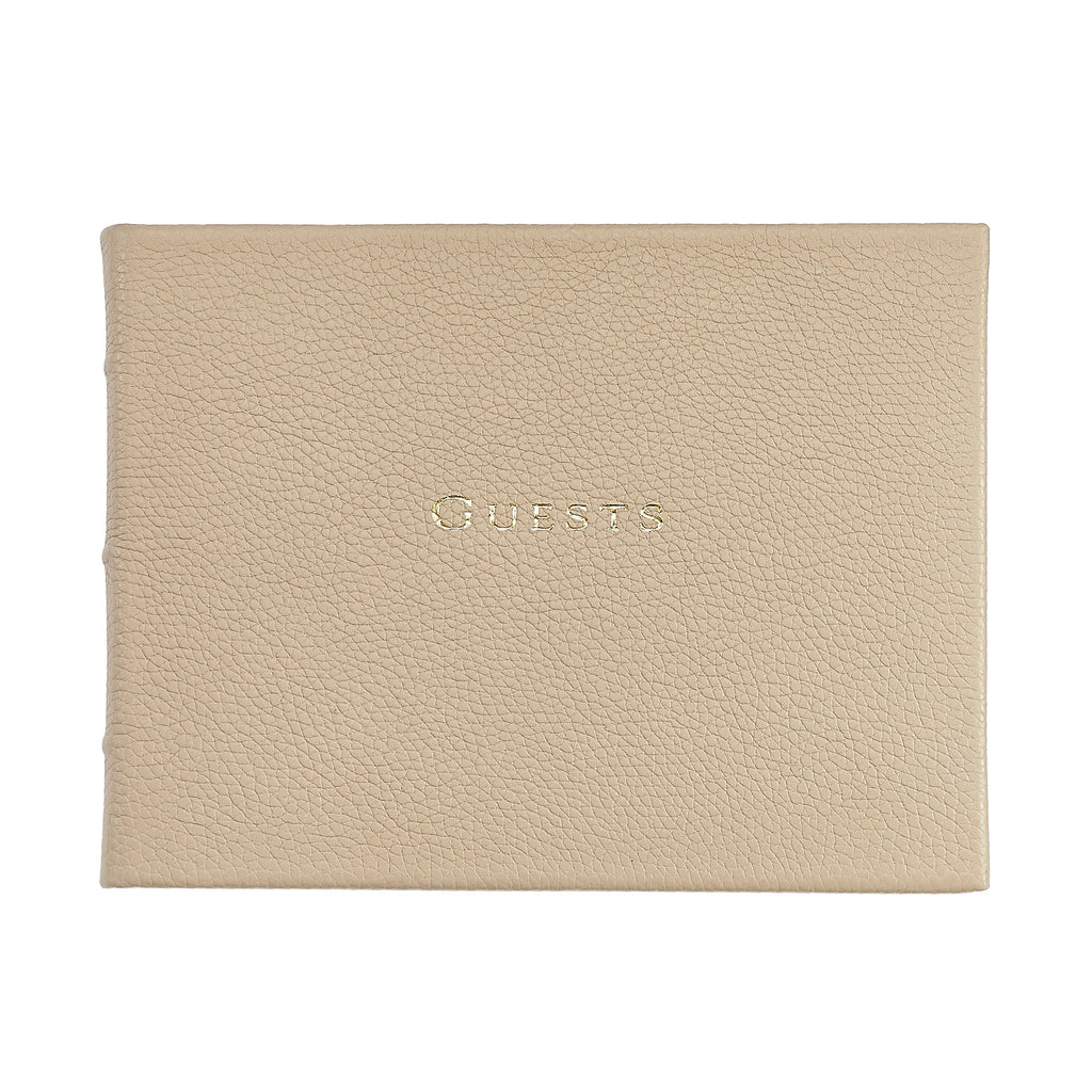 Guest Book in Beechwood Pebble Grain Leather