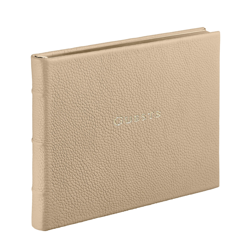 Guest Book in Beechwood Pebble Grain Leather