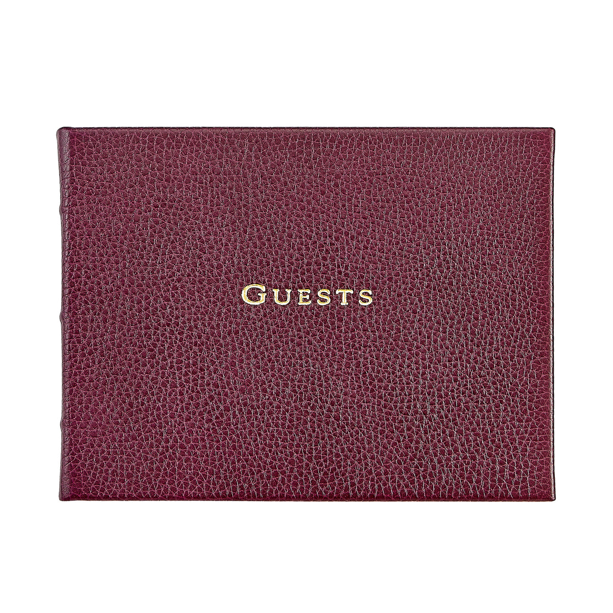 Guest Book in Wine Pebble Grain Leather