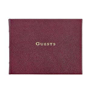 Guest Book in Wine Pebble Grain Leather