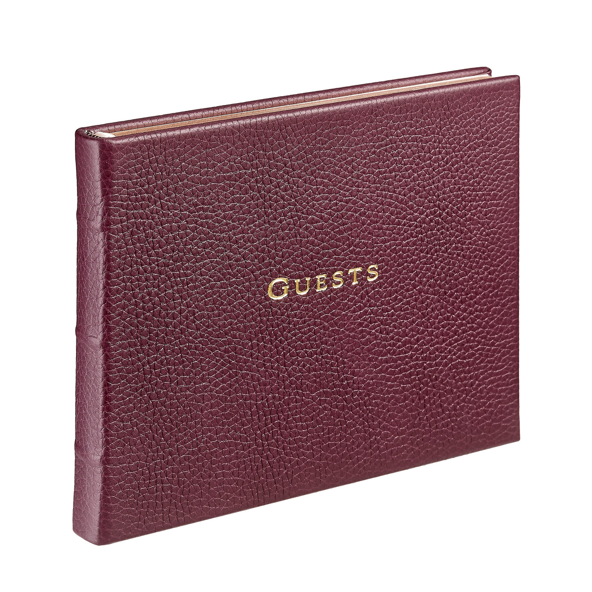 Guest Book in Wine Pebble Grain Leather
