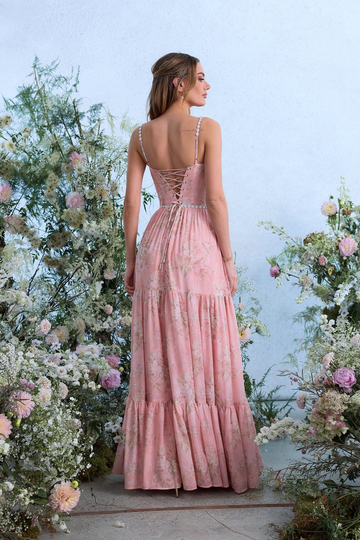 The Gwen Dress in Light Pink Tapestry Rose