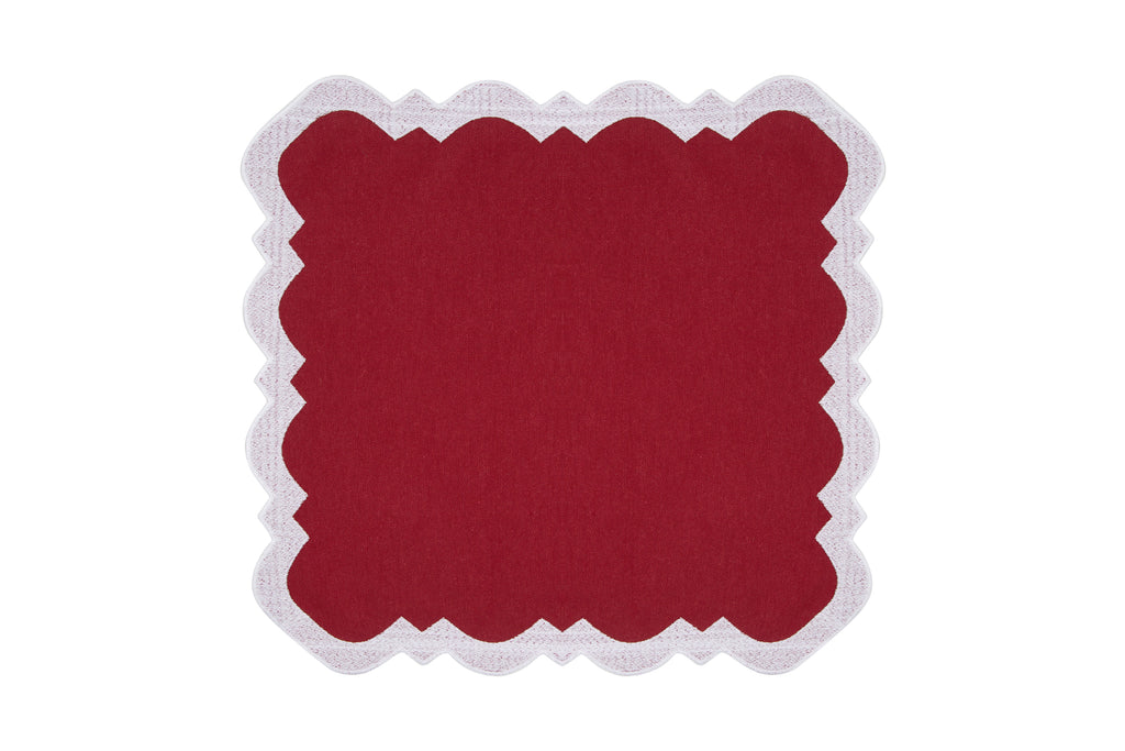Gabby Placemat & Napkin Set in Burgundy & White