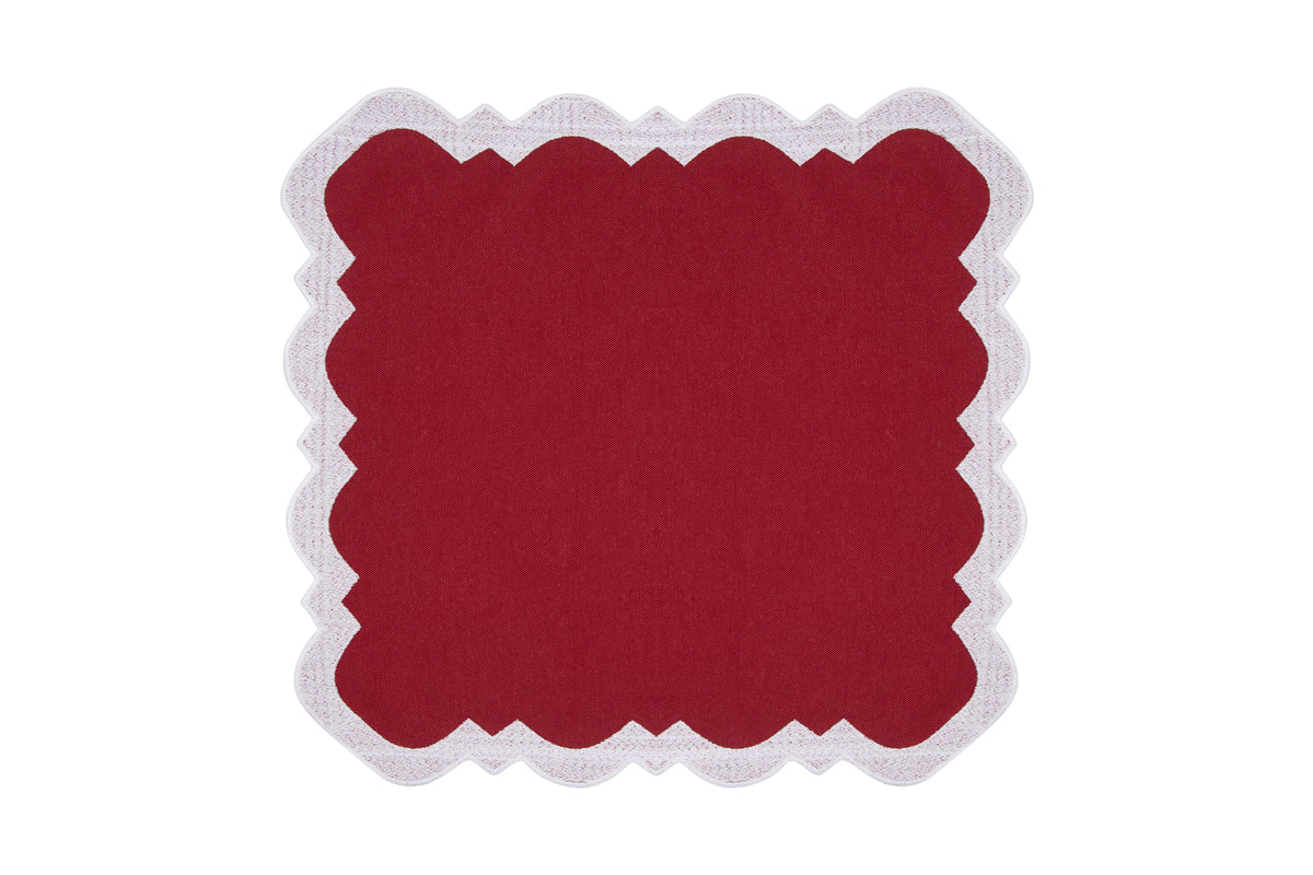 Gabby Placemat & Napkin Set in Burgundy & White