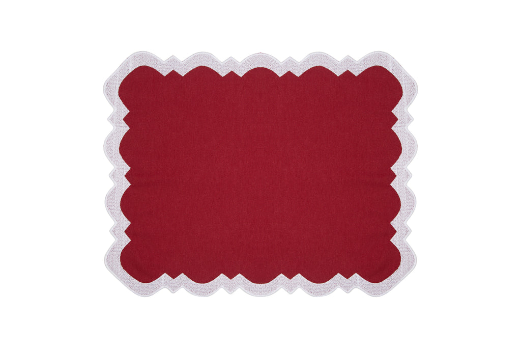 Gabby Placemat & Napkin Set in Burgundy & White