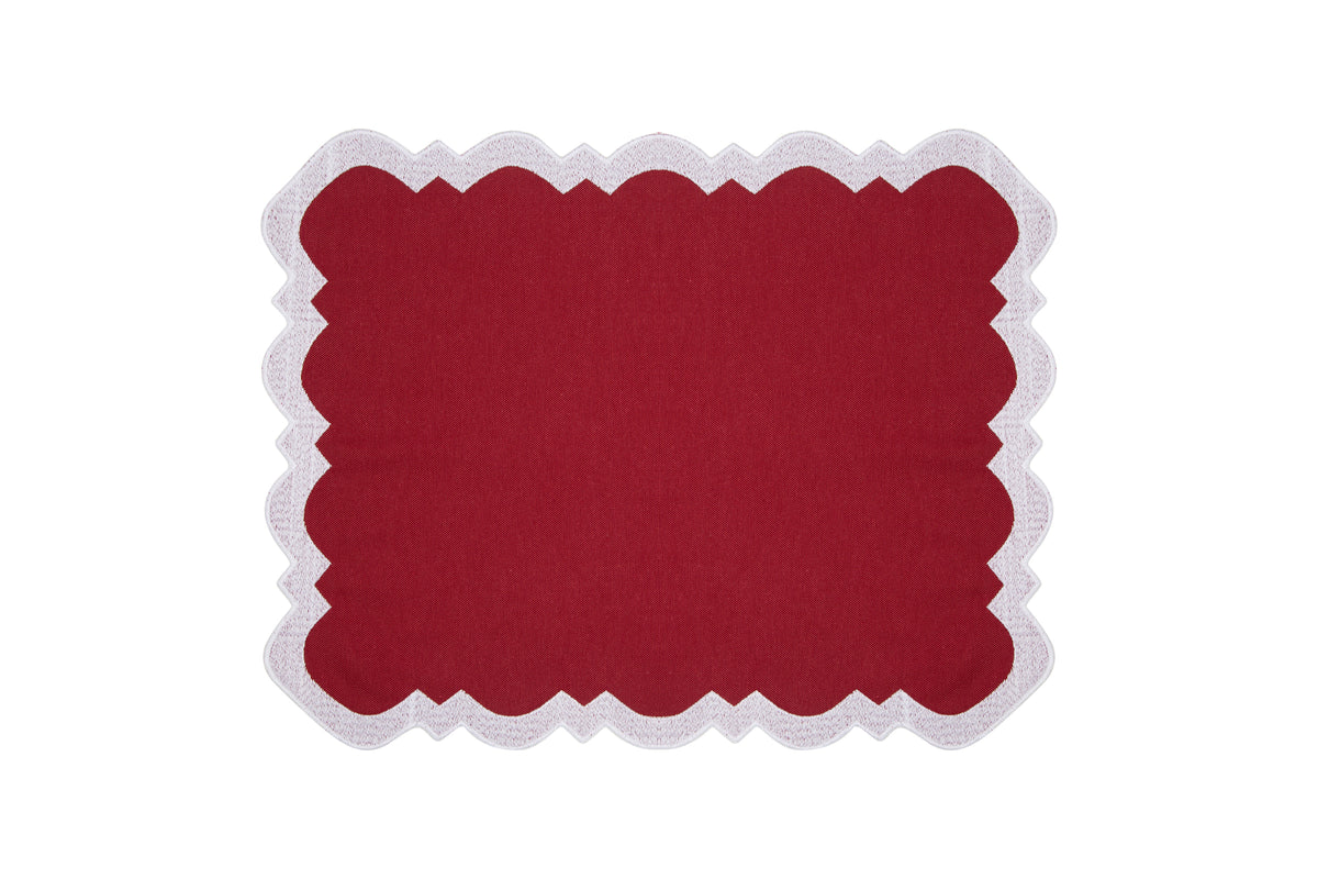 Gabby Placemat & Napkin Set in Burgundy & White