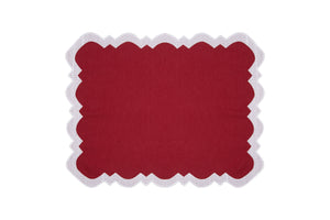 Gabby Placemat & Napkin Set in Burgundy & White