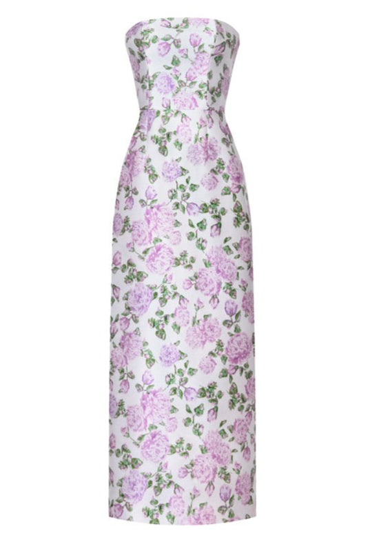 The Gabrielle Gown with Detachable Train in Pink & Green