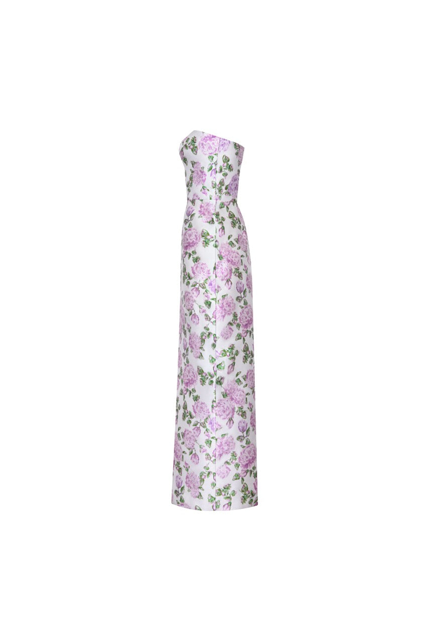 The Gabrielle Gown with Detachable Train in Pink & Green