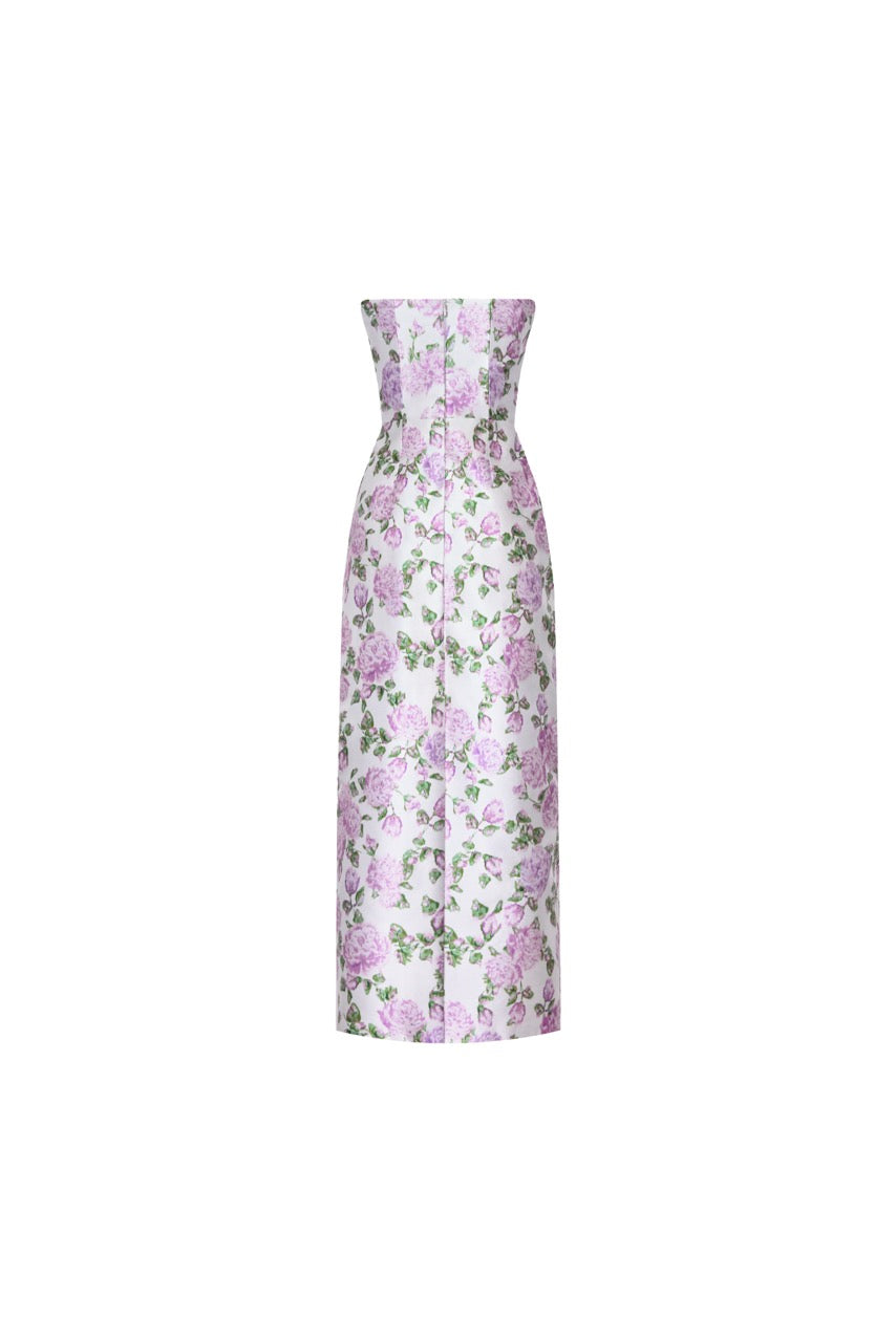 The Gabrielle Gown with Detachable Train in Pink & Green