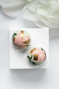 Gaia Floral Earrings in Powder Pink