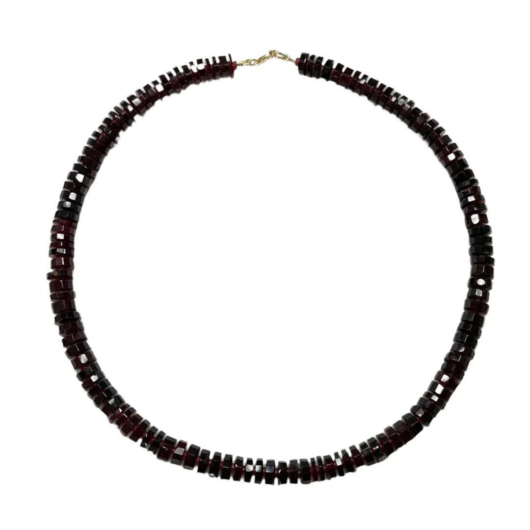 Garnet Heishi Necklace With Spacers