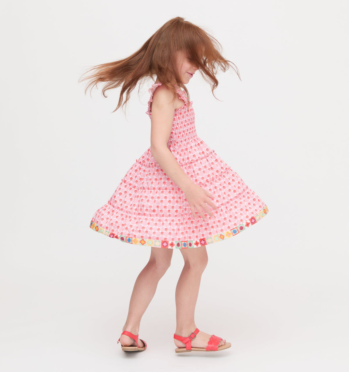 The Tiny Ellie Nap Dress in Pink Cala Check