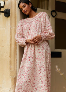 Georgie Smocked Nightdress in Berry Bird