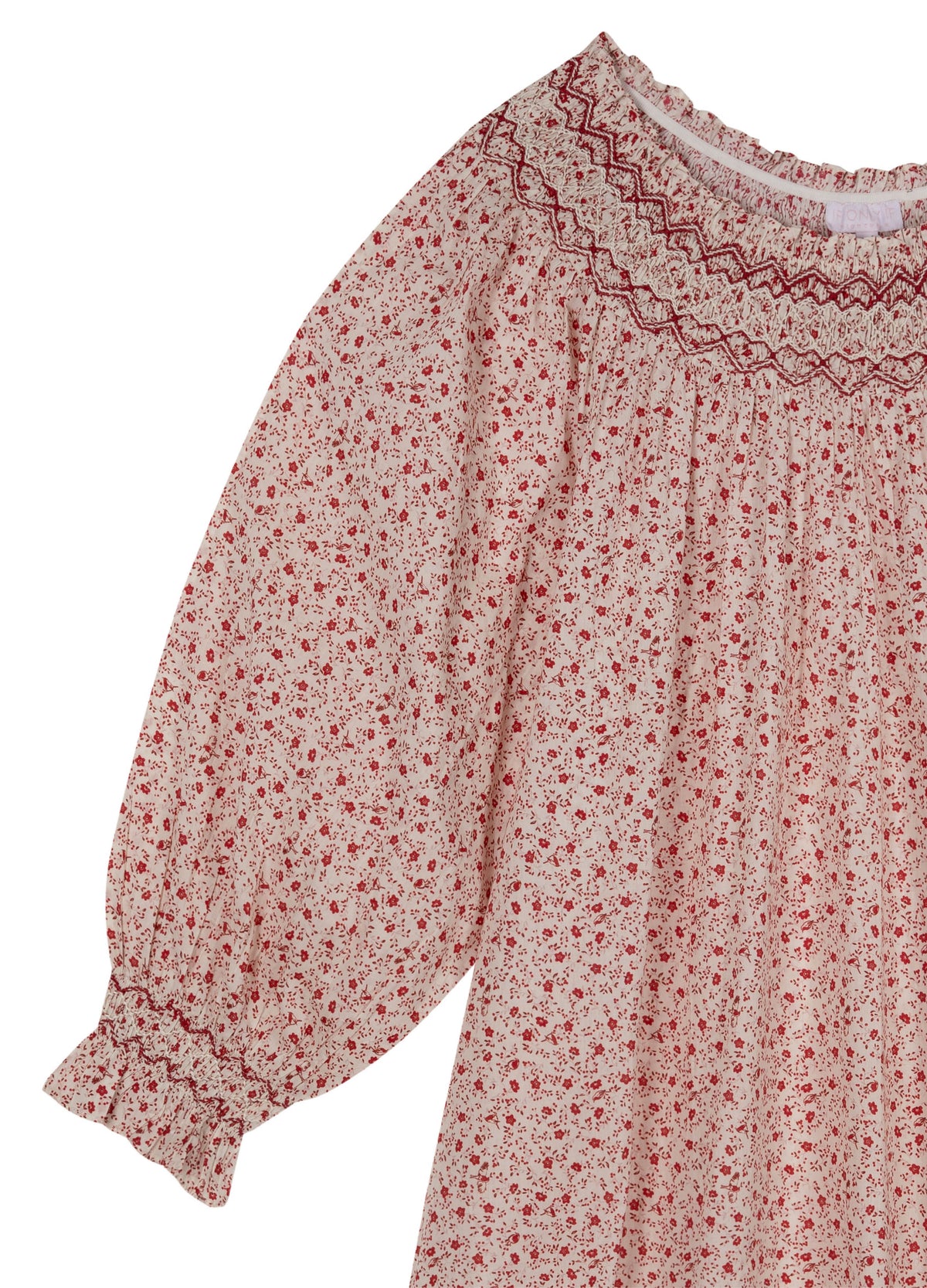 Georgie Smocked Nightdress in Berry Bird