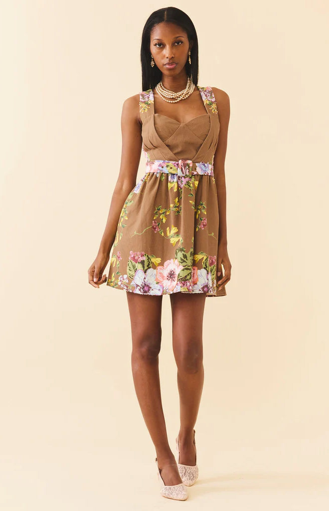 Georgie Dress in Caramel Victorian Floral