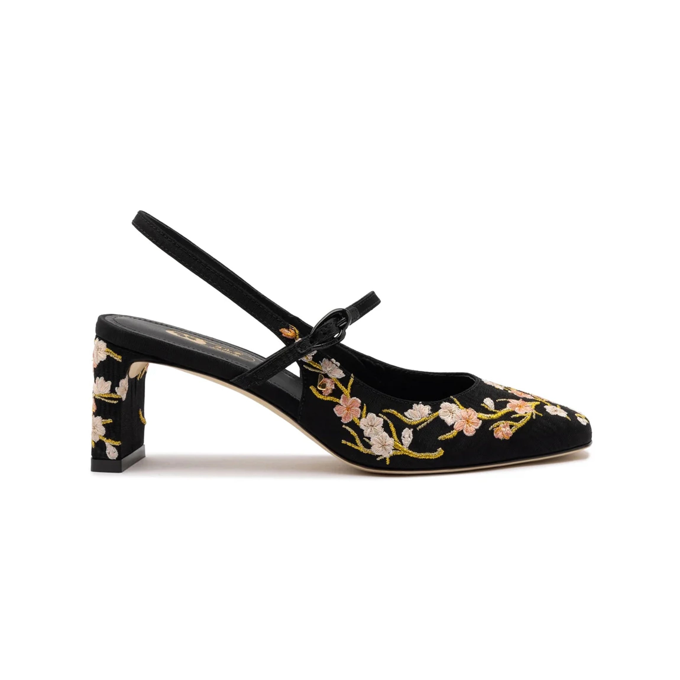 Georgina Pump in Black Sakura Printed Fabric