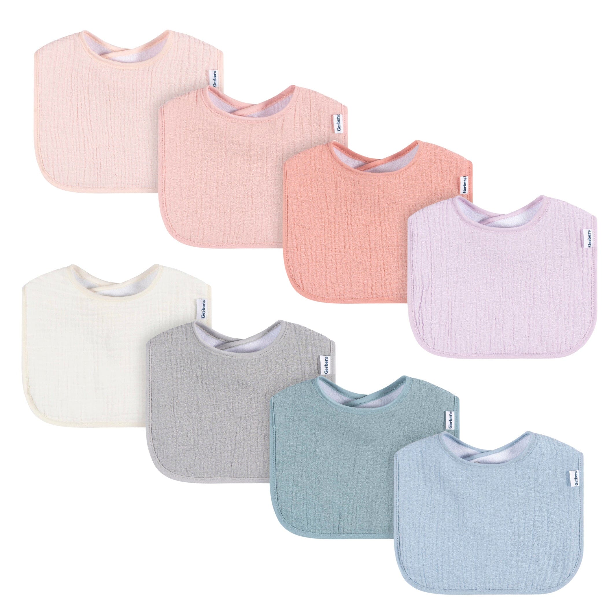 8-Pack Baby Girls Pastel Muslin Drooling Bibs