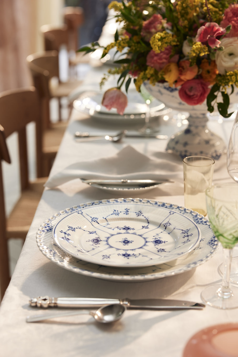 Blue Fluted Full Lace Dinner Plate 10.75"