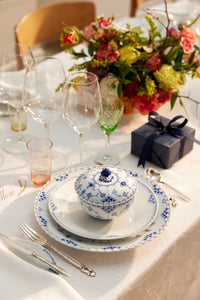 Blue Fluted Full Lace Dinner Plate 10.75"