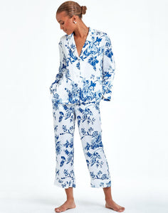 blue and white chinoiserie print pajama set