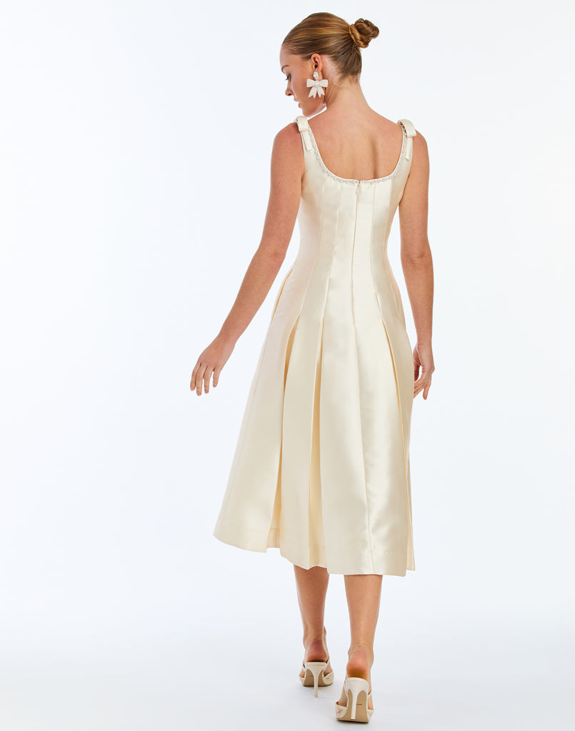 Gillian Pearl Midi Dress in Ivory