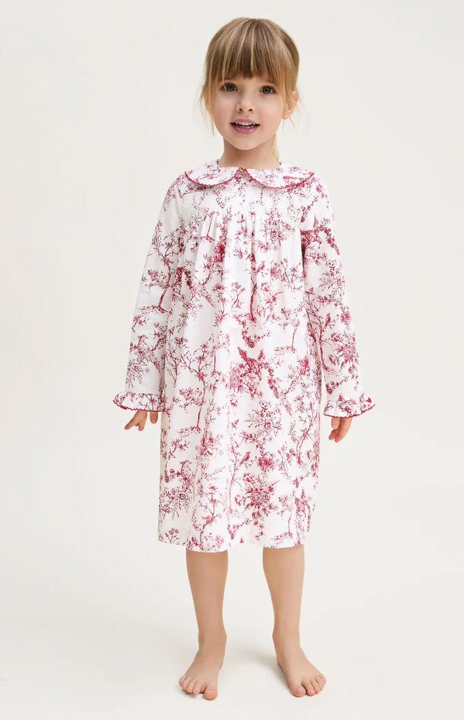Girl’s Twill Eloise Nightgown in Red Timeless Toile