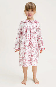 Girl’s Twill Eloise Nightgown in Red Timeless Toile