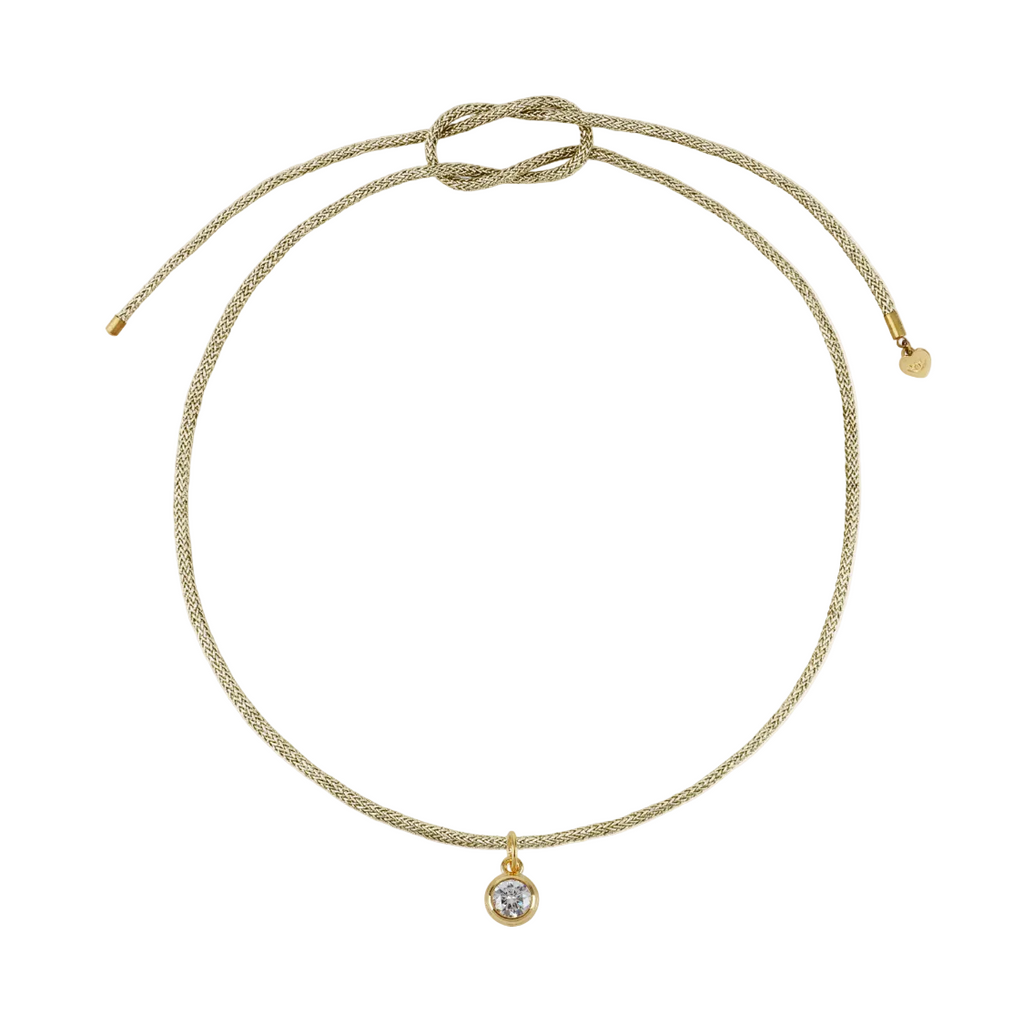 Gold Lurex Necklace Cord with Bezel Charm