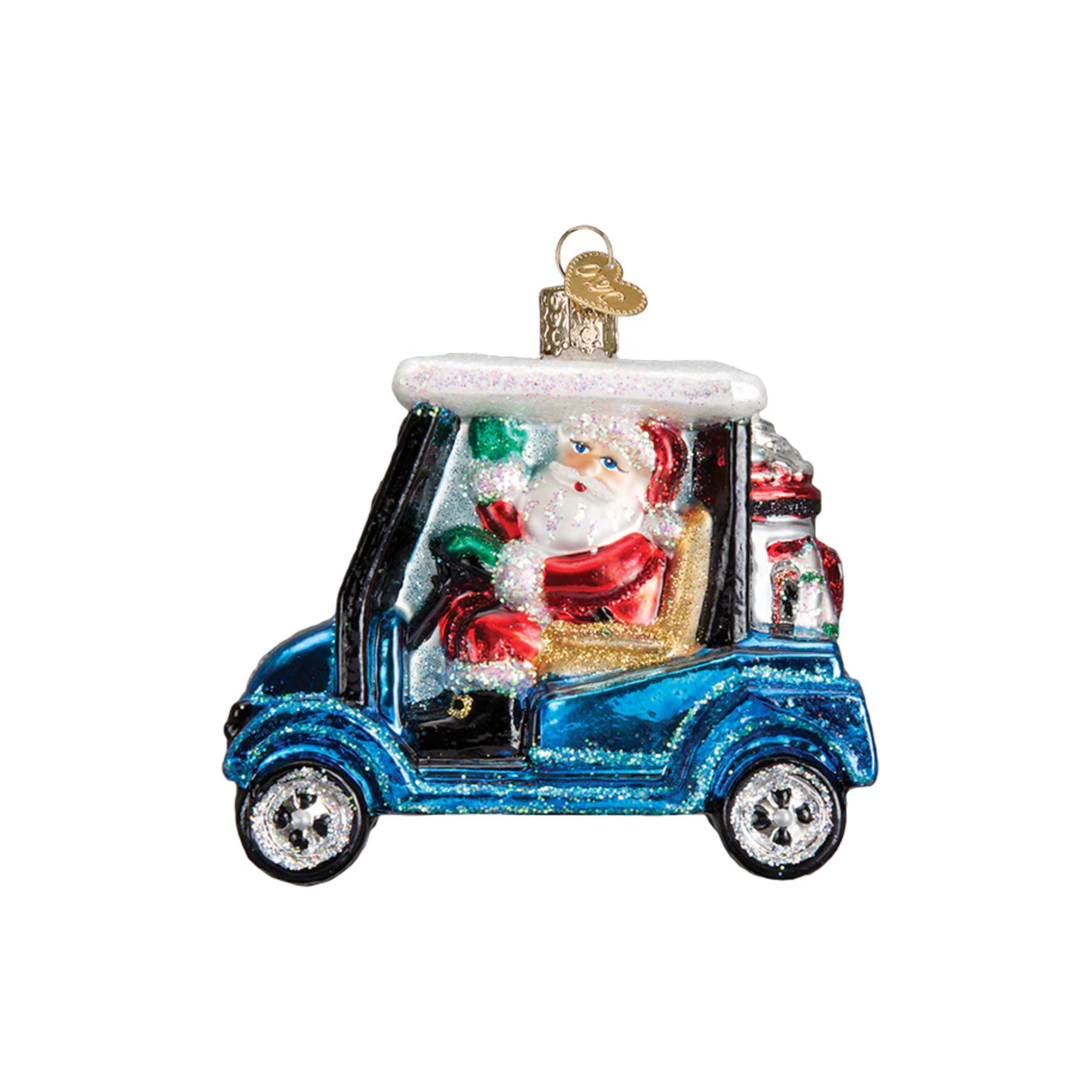 Golf Cart Santa Ornament