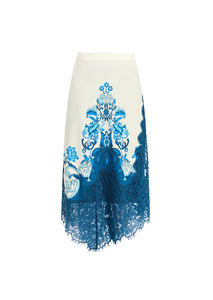 Gracie Lace Midi Skirt in Grotto Flourish